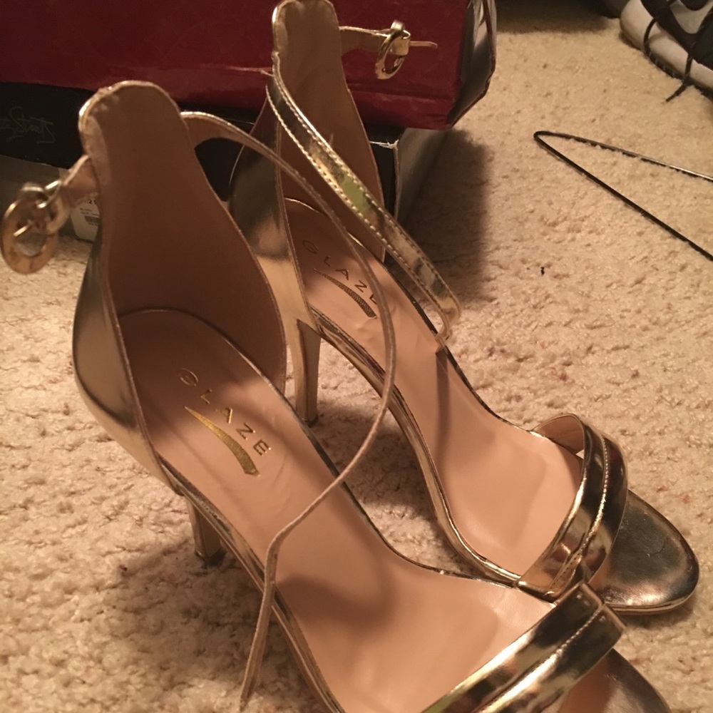 Gold strapped heel sandals